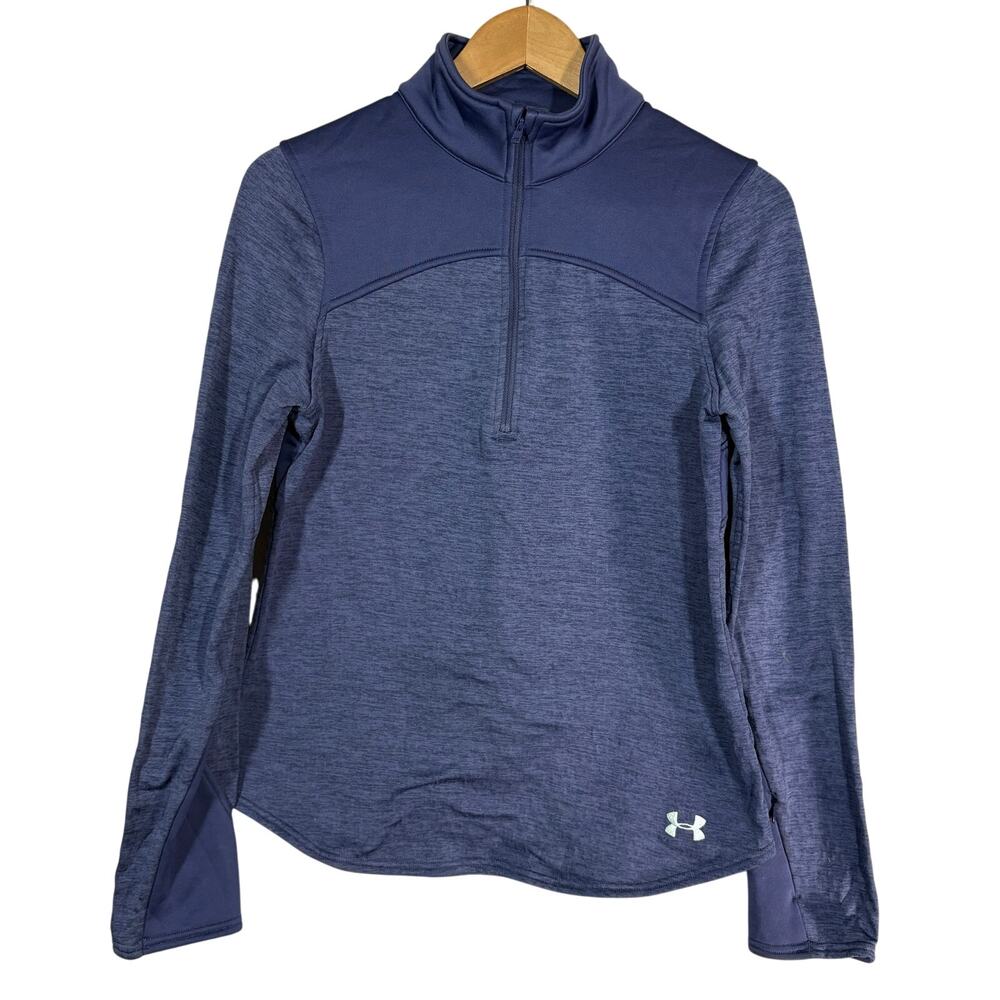 Under Armour Long Sleeve Top Purple Waffle Knit Thick Heavy - S